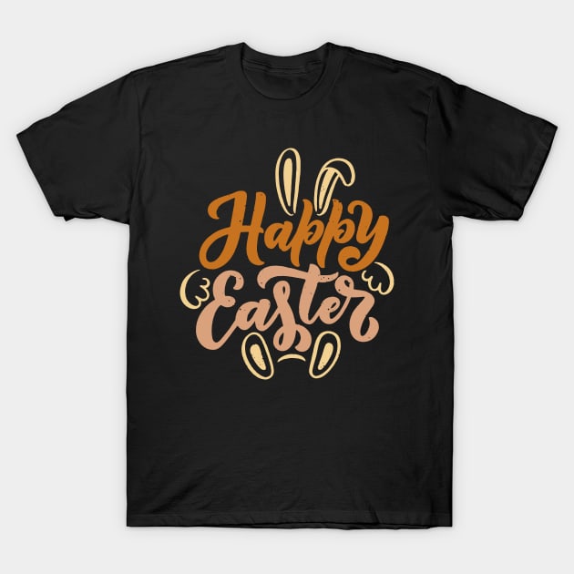 Happy Easter Bunny Ears Colorful Quote Wish T-Shirt by RedCrunch